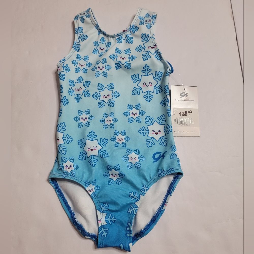GK Elite Kids Snowflake Gymnastics Leotard CS — NWT
